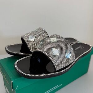 lauren larraine Bianca Black And Silver sandals womens 9